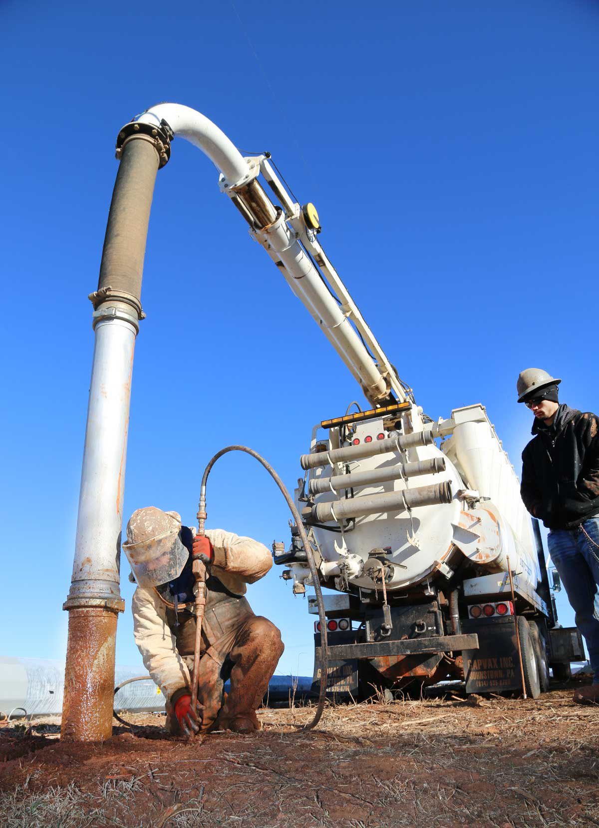 excavating holes for power line poles